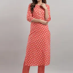 D K W Floral Printed Regular Pure Cotton Kurta With Trousers & Dupatta-picture-11