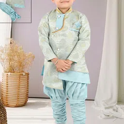 BAESD Boys Floral Printed Mandarin Collar Long Sleeves Kurta with Dhoti Pants-image-8