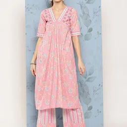 KALINI Women Floral Printed Regular Kurta with Trousers-37