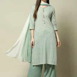 Rangriti Women Printed Regular Kurta with Palazzos & With Dupatta-picture-7