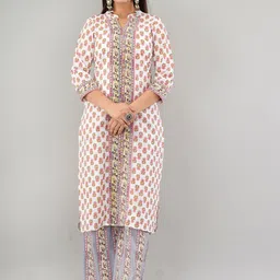 PRAKRTEE Ethnic Motifs Printed Pure Cotton Kurta with Palazzos-image-2