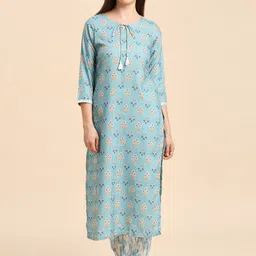 KALINI Floral Printed Straight Kurta with Trousers-picture-37