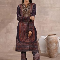 Lakshita Women Ethnic Motifs Embellished Velvet Kurta with Palazzos-image-13