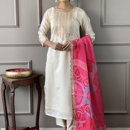 Siya Fashion Sequinned Embroidered Kurta with Trousers And Dupatta-image-71