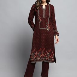 Monte Carlo Mandarin Collar Floral Embroidered Straight Kurta With Trouser-image-69