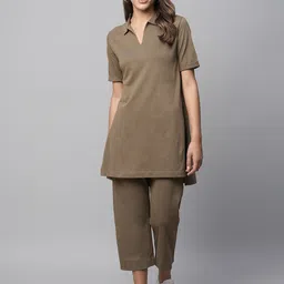 Modern Indian by CHEMISTRY Pure Cotton Top with Trousers Co-ords-image-50