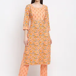 KALINI Floral Printed Gotta Patti Pure Cotton Kurta with Trousers-45