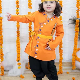 BownBee Boys Ethnic Ebroidered Regular Thread Work Pure Cotton Kurta with Dhoti Pants-picture-5
