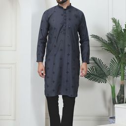 SOJANYA Men Floral Embroidered Regular Sequinned Kurta with Churidar-picture-18