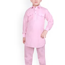 SG YUVRAJ Boys Pink Pathani Kurta with Salwar-image-31
