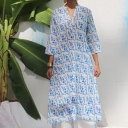 Chidiyaa Women Floral Printed Regular Pure Cotton A-Line Kurta with Palazzos-16