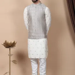 Anouk Men Floral Embroidered Regular Sequinned Kurta with Churidar-picture-31