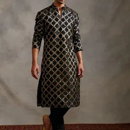Abhishti Men Ethnic Motifs Printed Mandarin collar  Kurta with Pyjamas-image-4