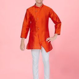 Aarika Boys Mandarin Collar Regular Pure Silk Kurta with Churidar-image-23