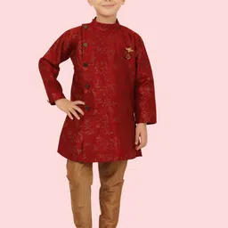 Ethniks Neu-Ron Boys Band Collar Long Sleeves Kurta with Pyjamas-image-33