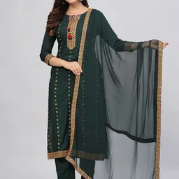 KALINI Floral Embroidered Regular Kurta With Trousers & Dupatta-18
