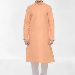 RG DESIGNERS Men Peach Cotton Blend Kurta with Churidar-image-91