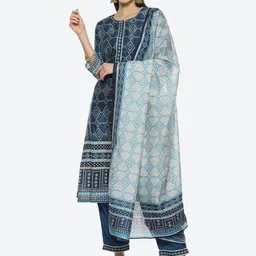 Biba Bandhani Printed Kurta With Trousers & Dupatta-picture-0