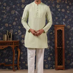 House of Pataudi Curved Kurta With Pyjama-image-85