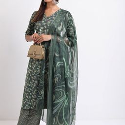 KETCH Ethnic Motifs Printed Kurta with Trousers & Dupatta-8