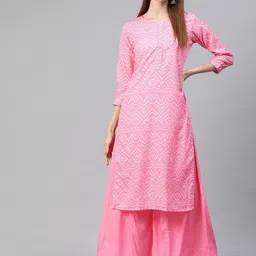 KALINI Bandhani Printed Regular Gotta Patti Straight Kurta with Palazzos-34