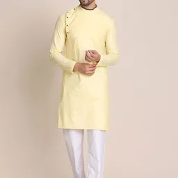 TAHVO Mandarin Collar Regular Pure Cotton Kurta with Pyjamas-picture-17