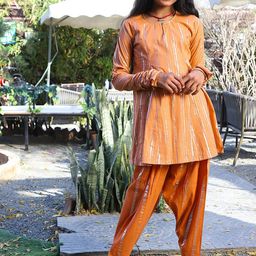 Aks Kids Girls Striped Panelled Pure Cotton Kurta With Patiala-image-89