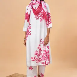 Marigold Lane Floral Printed Round Neck Straight Kurta with Palazzos-picture-50