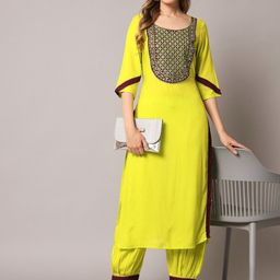KALINI Ethnic Motifs Embroidered Regular Sequinned Kurta With Salwar-2