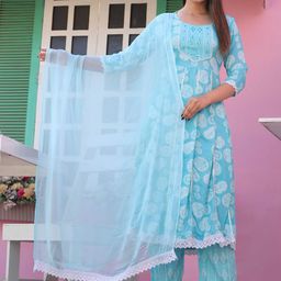 SINGNI Floral Printed Regular Kurta with Palazzos & Dupatta-picture-20