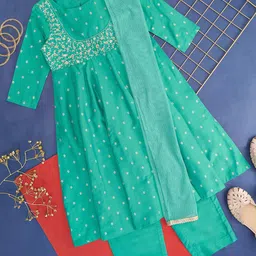 AKKRITI BY PANTALOONS Girls Ethnic Motifs Printed Anarkali Kurta & Trouser With Dupatta-picture-22