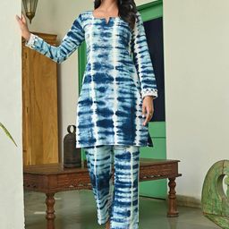 Lavanya The Label Women Dyed Pure Cotton Kurta with Trousers-picture-55