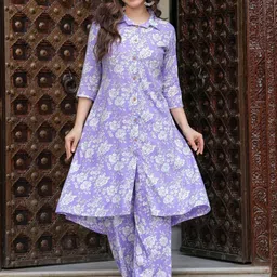 Jollity Women Floral Printed Regular Kurta with Trousers-21