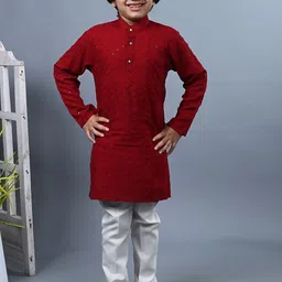 ahhaaaa Ethnic Motifs Embroidered Sequinned Kurta with Pyjamas-21