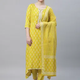 Sringam Ethnic Motifs Printed Regular Kurta & Trousers With Dupatta image 1
