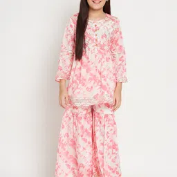 Readiprint Girls Tie-Dyed Regular Gotta Patti Kurti With Sharara-picture-4