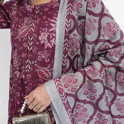 KETCH Floral Printed Kurta With Palazzos & With Dupatta image 3
