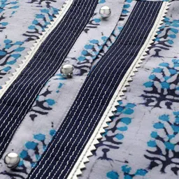 indo street Ethnic Motif Printed Screen Band Collar Gotta Patti Kurta With Trousers image 2