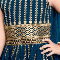BAESD Girls Embroidered Regular Sequinned Kurta with Palazzos & With Dupatta image 2