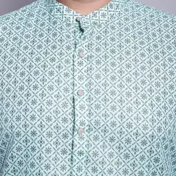 SOJANYA PLUS Geometric Printed Kurta With Pyjamas & Nehru Jacket image 4