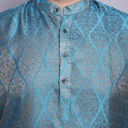 SOJANYA PLUS Plus Size Woven Design Kurta With Pyjamas & Printed Nehru Jacket image 4