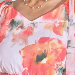 mokshi Floral Printed Chiffon Top with Palazzos image 5