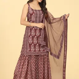 Riti Ethnic Motifs Printed Regular Kurta With Sharara & Dupatta image 5
