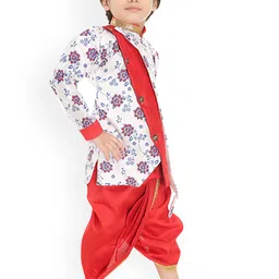 BAESD Boys Floral Printed Layered Straight Kurta with Dhoti Pants image 2