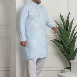 SOJANYA PLUS Plus Size Printed Mandarin Collar Kurta with Churidar Pyjama image 3