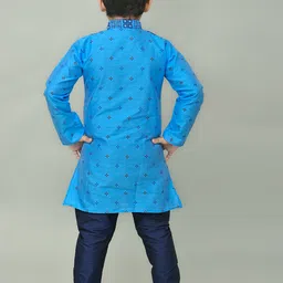 BAESD Boys Ethnic Motifs Printed Regular Dupion Silk Kurta with Pyjamas image 5