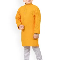 BAESD Boys Ethnic Motifs Regular Sequinned Kurta With Pyjamas image 4