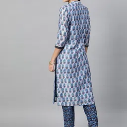 indo street Ethnic Motif Printed Screen Band Collar Gotta Patti Kurta With Trousers image 5