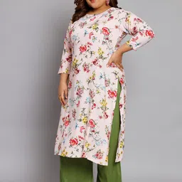 Tissu Plus Size Floral Printed Regular Kurta With Palazzos image 2