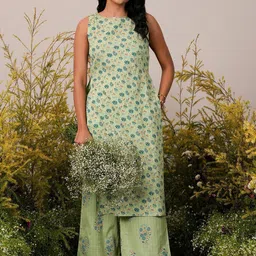 Libas Floral Printed Regular Pure Cotton Kurta with Palazzos-37